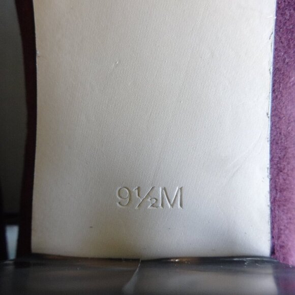 Talbots women's size 9&1/2M, Burgundy suede leather chunky heel shoes, round toe - Picture 8 of 16